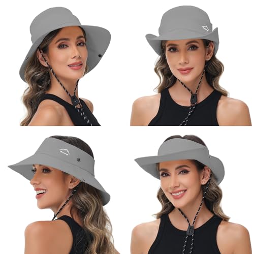 Sun Hats for Women Bucket Hat UV Protection Fishing Hat Wide Brim Safari Hats 2 in 1 Zip