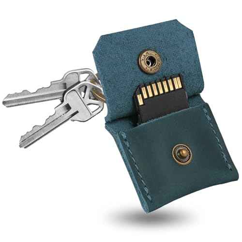 Genuine Leather SD Card Holder Keychain