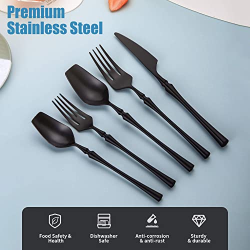 20 Piece Matte Black Silverware Set for 4 (20 Count)