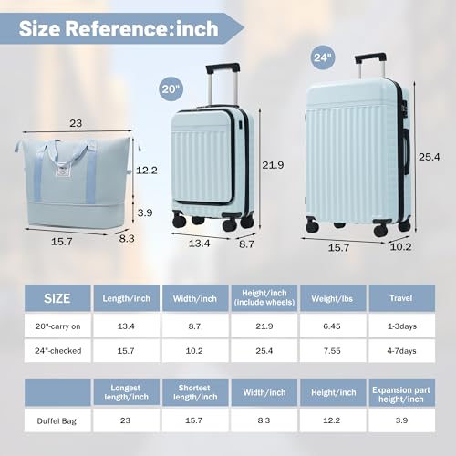 Luggage Sets Front Opening (2 Count)