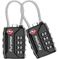 2 Pack TSA Approved Luggage Locks 4 Digit Code Cable Lock Black (2 Count)