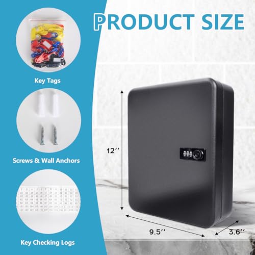72 Position Key Cabinet with Combination Lock Wall Mount