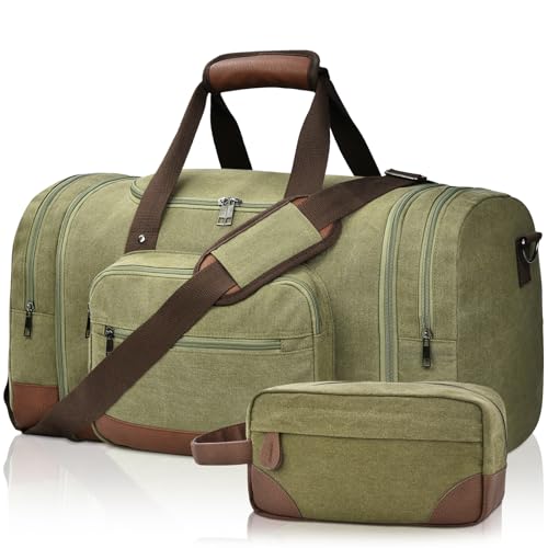 50L Canvas Duffle Bag for Travel Weekender Gym Overnight Carry