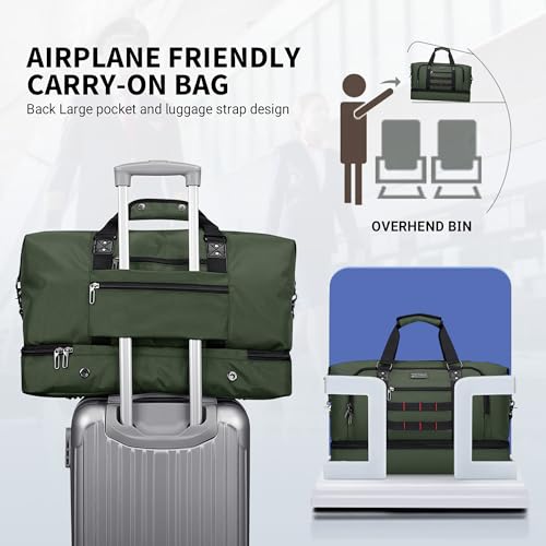 Nylon Duffle Bag for Men 50L with Toiletry Bag Sets Overnight Bag (2 Count)