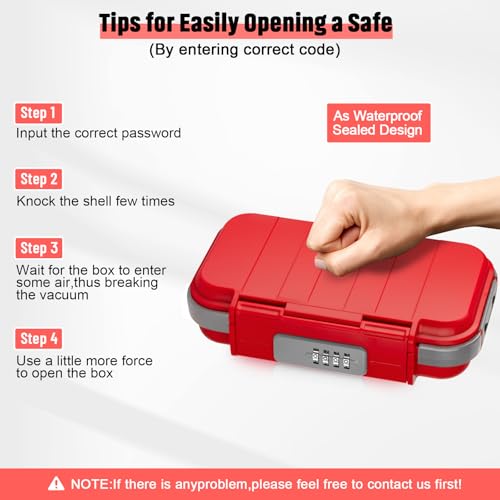Portable Safe Lock Box with Combination Lock Mini Beach Travel Safe Waterproof Small Lockable Box with Removable Wire Rope Combination Safe Box for Dorm