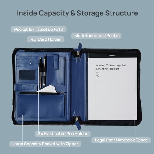 PU Leather Padfolio Portfolio with Handle (50 Count)