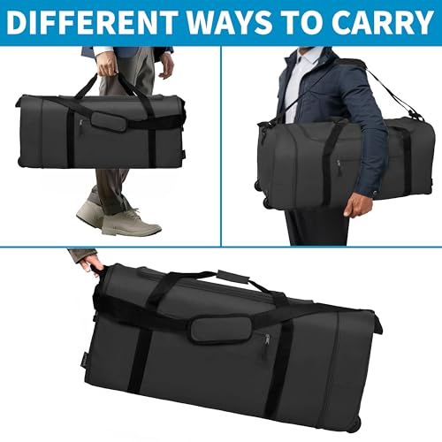 100L Foldable Rolling Duffel Bag with 2 Wheels