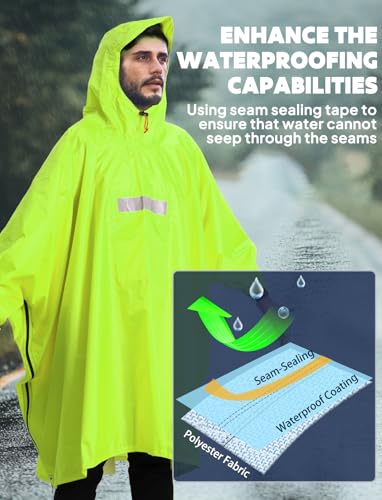 Hooded Rain Poncho for Adult Waterproof Lightweight Raincoat