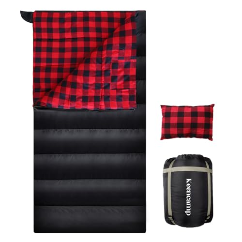 0 Degree Sleeping Bag Cotton Flannel Winter Cold Weather for Adults XXL Sleeping Bag 4 Season Big and Tall with Compression Sack