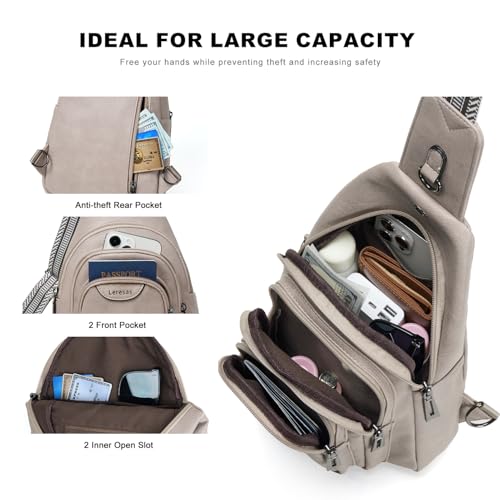 10L Crossbody Sling Bag for Women Men Anti Theft Cross Body Fanny Pack Belt Bag Purse Gifts for Women Faux Leather