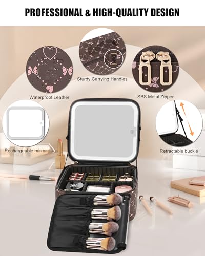 Travel Makeup Bag With LED Mirror