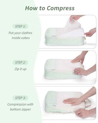 6 Set Compression Packing Cubes for Travel Women Men