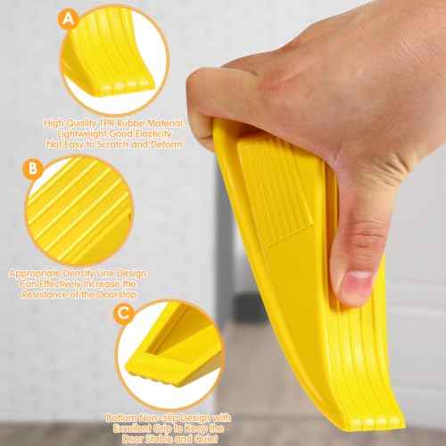 16 Pcs Heavy Duty Rubber Door Stops Wedge Stackable (16 Count)