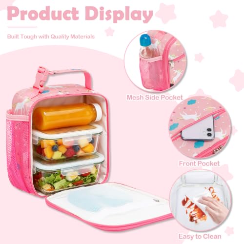 Kids Lunch box Insulated Soft Bag Mini Cooler Back to School Thermal Meal Tote Kit for Girls