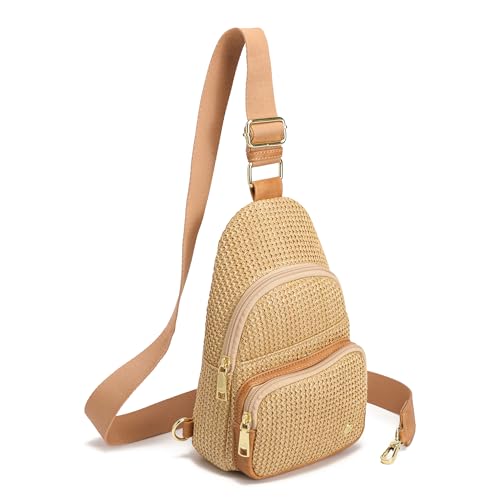 Faux Straw Crossbody Bags for Women Small RFID Summer Sling Bag