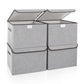 Linen Fabric Foldable Storage Cube Bin Organizer Basket with Flip (4 Count)