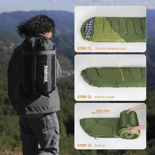 Sleeping Bags for Adults Backpacking Lightweight Waterproof Cold Weather Sleeping Bag for Girls Boys Mens for Warm Camping Hiking Outdoor Travel Hunting with Compression Bags