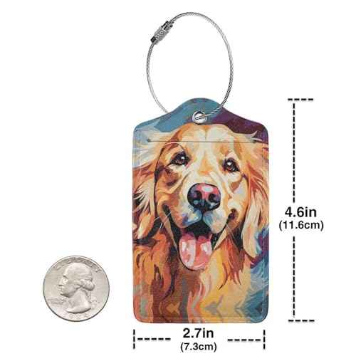 Dog Leather Luggage Tag with Stainless Steel Ring
