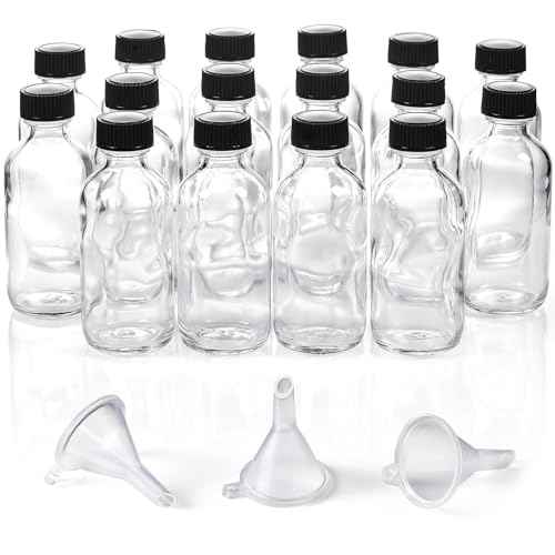 16 Pack 2 oz Small Clear Glass Bottles w (16 Count)