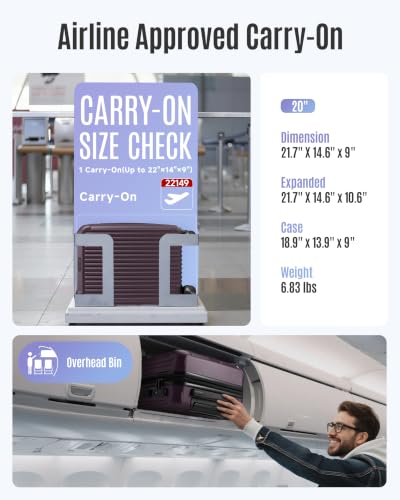 20 Inch Carry On Luggage 22x14x9 Airline Approved