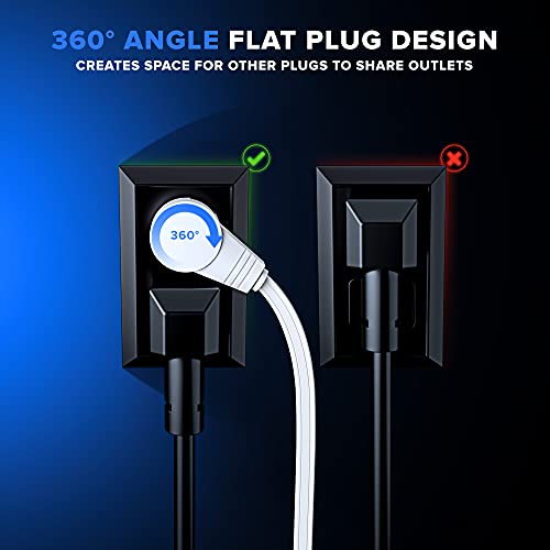 30 Ft UL 360° Rotating Flat Plug Extension Cord