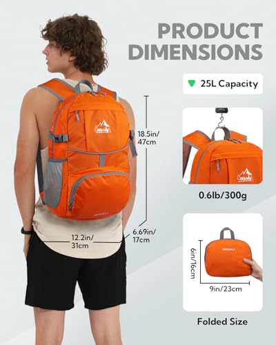Small Lightweight Packable Hiking Backpack Foldable Travel Daypack
