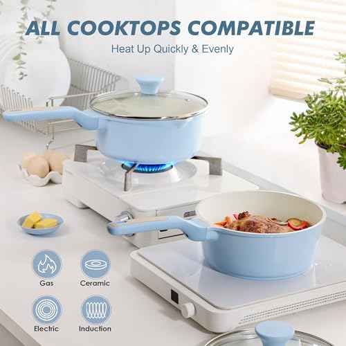2.5 QT Ceramic Nonstick Saucepan with Lid
