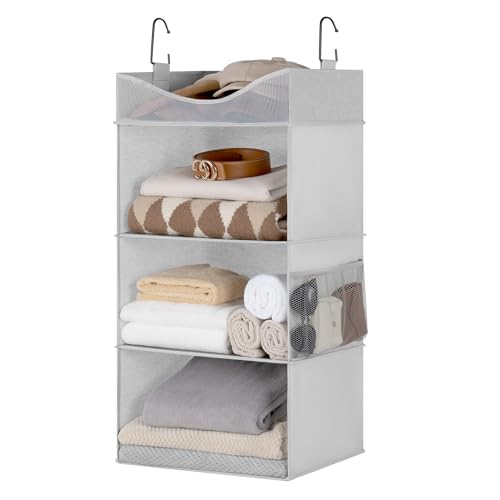 3 Shelf Hanging Closet Organizer with Half Compartment