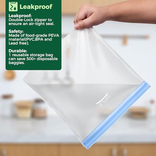 6 Pack Stand Up Reusable 2 Gallon Freezer Bags Dishwasher Safe (6 Count)