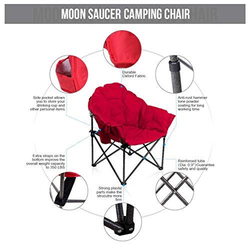 Oversized Moon Saucer Chair with Folding Cup Holder and Carry Bag