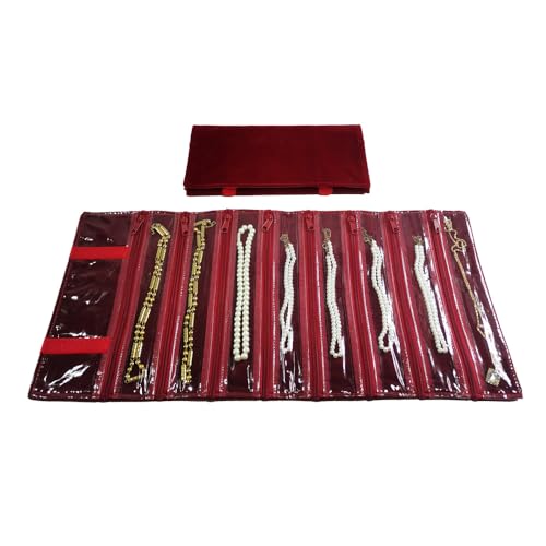 Travel Jewelry Roll Bag Portable Organizer Pouch With Grids&PVC Cover Storage Bags for Necklace