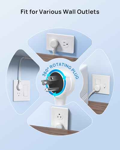 Wall Mount Surge Protector Power Strip with 360 Rotating Plug