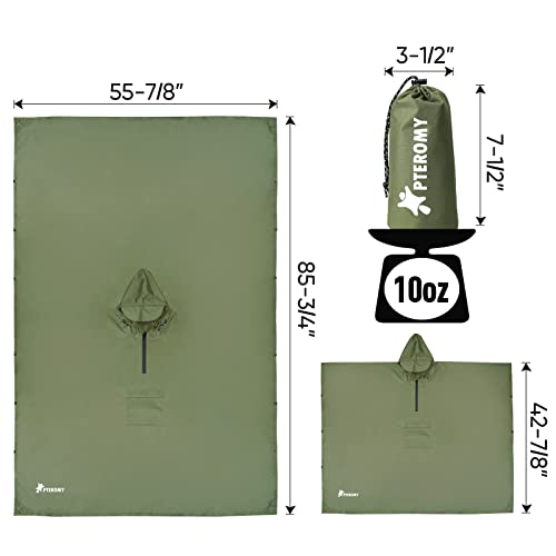 Hooded Rain Poncho for Adults