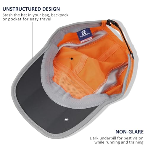 Baseball Cap Nylon Running Cap Outdoor Sports Hat Adjustable Quick Drying Reflective Foldable 50+ UPF Inhibit UV Mesh Race Lightweight Water Repellency Orange
