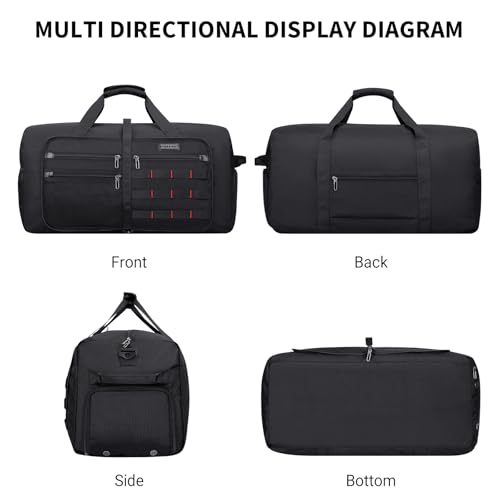 Foldable Duffle Bag for Men Large 65L Travel with Shoe Compartment