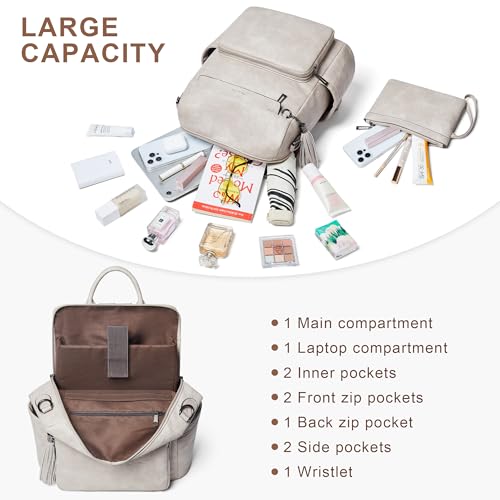 Vegan Leather Laptop Backpack for Women 15.6 inch Work Backpack Fashion Travel Backpack Purse for Travel College Work