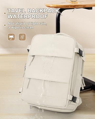Large Travel Backpack Carry On for Women Man Gym Backpacks with Laptop Compartment Mochila de Viaje Teacher Personal Item Backpack Rucksack Airplane Accessories Must Haves Beige