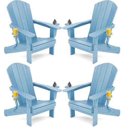 Outdoor Adirondack Chair Set of 4 with Cup Holders (4 Count)