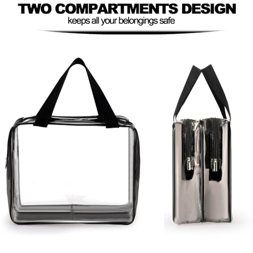 2Pcs Crystal Clear PVC Travel Toiletry Bag Kit for Women Men (2 Count)