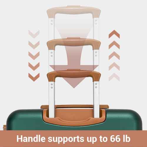 Checked Suitcase 24in Expandable ABS+PC Side Handles luggage Green
