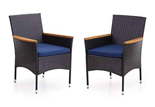 High Back Wicker Patio Dining Chairs Set of 2 (2 Count)