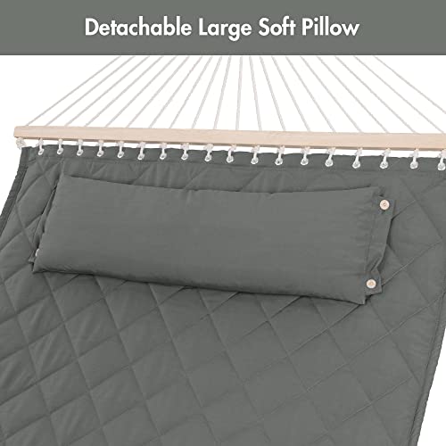 Outdoor Tree Hammock with Spreader Bars and Detachable Pillow