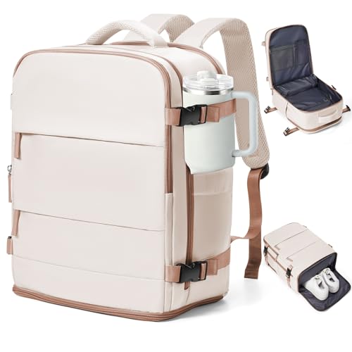 Travel Backpack Carry On for Women Man Gym Backpacks with Laptop Compartment Mochila de Viaje Teacher Personal Item Backpack Airplane Accessories Must Haves Beige Brown 20L