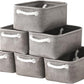 Foldable Small Storage Baskets with Strong Cotton Rope Handles [6 (6 Count)