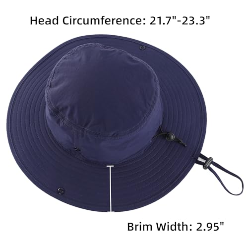 UPF 50+ UV Protection Sun Hat for Men Women Waterproof Bucket Hat for Fishing Hiking Camping Safari Hat Navy Blue