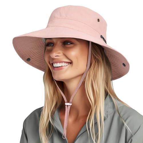 Sun Hats for Women Ponytail Wide Brim Summer Packable Cowboy Hat