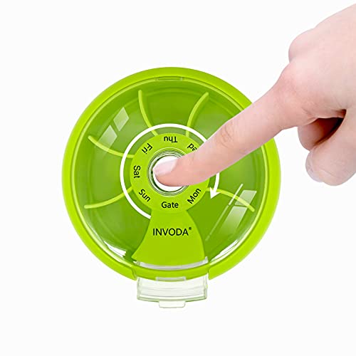 Weekly Pill Organizer 7 Compartment Rotating Pill Box for Daily (2 Count)