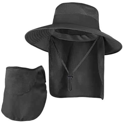 Sun Hats for Men Women Fishing Hat UPF 50+ Face Cover Wide Brim Bucket Hats Summer UV Protection Safari Hat with Neck Flap