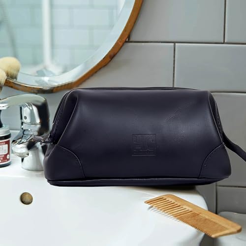 Leather Toiletry Bag for Men Best Gift Premium Genuine Dopp Kit Shaving Kit Organizer Travel Kit Pouch Bag 10 inch Size