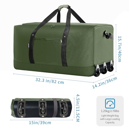 120L Foldable Rolling Duffel Bag with 3 Wheels